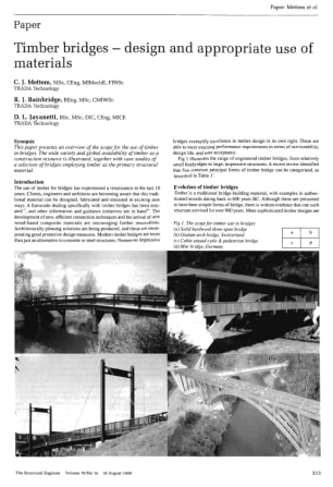 Timber Bridges - Design and Appropriate Use of Materials
