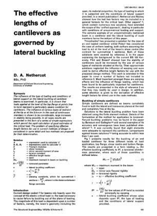 The Effective Lengths of Cantilevers as Governed by Lateral Buckling