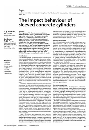The Impact Behaviour of Sleeved Concrete Cylinders
