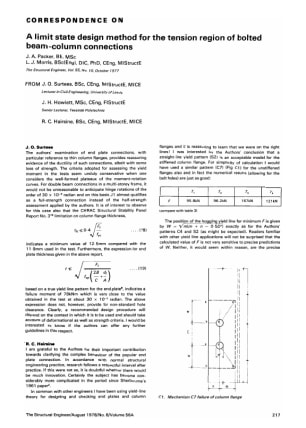 Correspondence on A Limit State Design Method for the Tension Region of Bolted Beam-Column Connectio