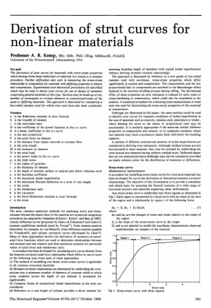 Derivation of Strut Curves for Non-Linear Materials
