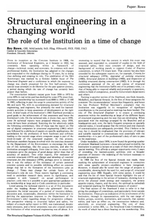 Structural Engineering in a Changing World. The Role of the Institution in a Time of Change