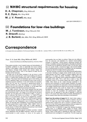 Correspondence on (i) NHBC Structural Requirements for Housing by D.A. Chapman, R.E. Dyce and M.J.V.