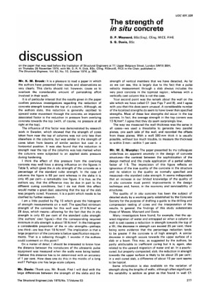 Discussion on The Strength of In Situ Concrete