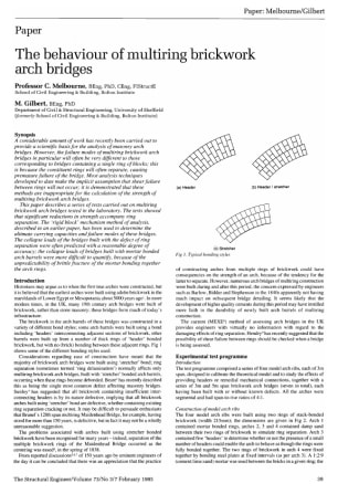 The Behaviour of Multiring Brickwork Arch Bridges