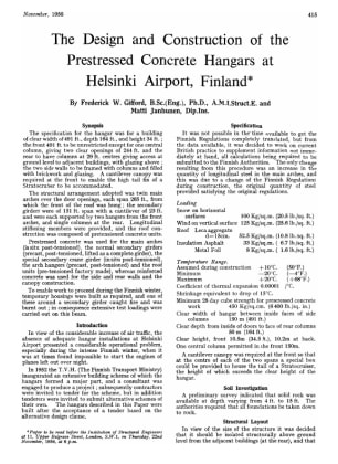 The Design and Construction of the Prestressed Concrete Hangars at Helsinki Airport, Finland