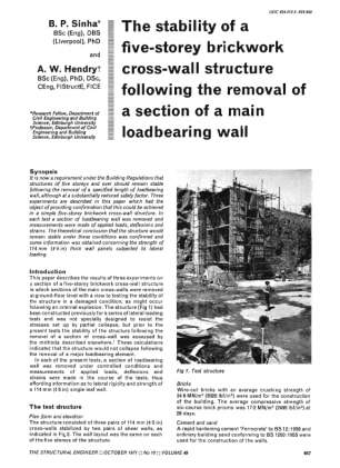 The Stability of a Five-storey Brickwork Cross-wall Structure Following the Removal of a Section of 