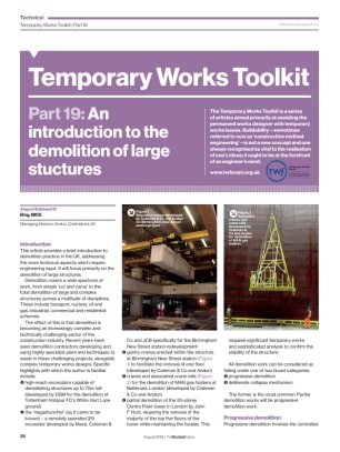 Temporary Works Toolkit. Part 19: An introduction to the demolition of large stuctures