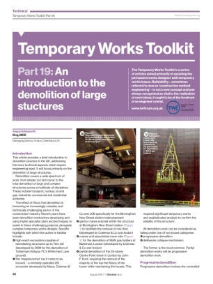 Temporary Works Toolkit. Part 19: An introduction to the demolition of large structures