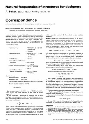 Correspondence on Natural Frequencies of Structures for Designers by A. Bolton