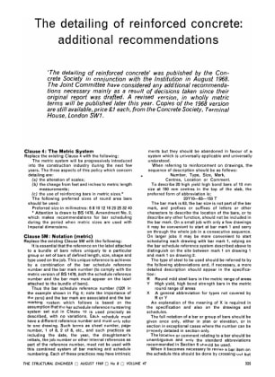 The Detailing of Reinforced Concrete; Additional Recommendations