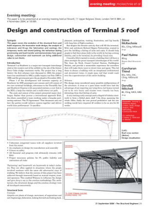 Evening Meeting: Design and construction of Terminal 5 roof