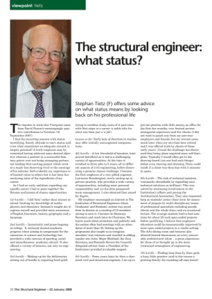 The structural engineer: what status?