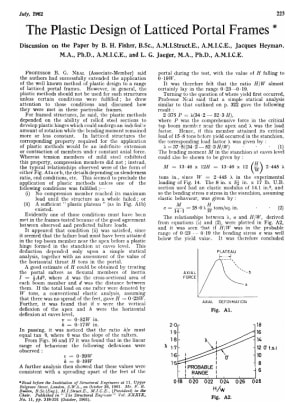 The Plastic Design of Latticed Portal Frames Discussion on the Paper by B. H. Fisher, B.Sc., A.M.I.S