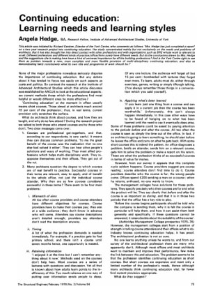 Continuing Education: Learning Needs and Learning Styles