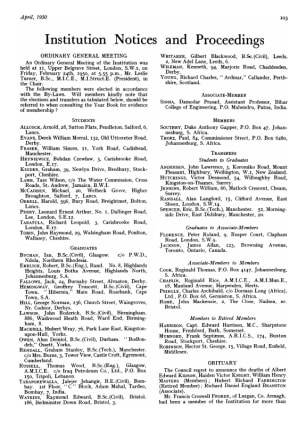 Institution Notices and Proceedings