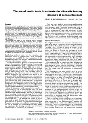 The use of in-situ tests to estimate the allowable bearing pressure of cohesionless soils