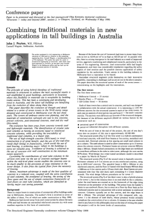 Combining Traditional Materials in New Applications in Tall Buildings in Australia