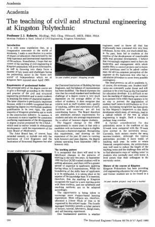 Academia. The Teaching of Civil and Structural Engineering at Kingston Polytechnic