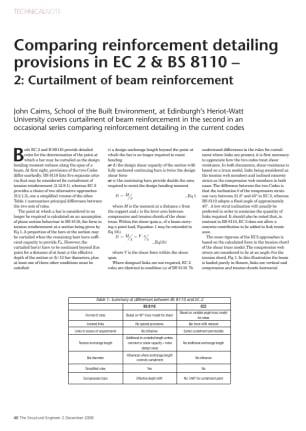 Comparing reinforcement detailing provisions in EC 2 and BS 8110 - 2: Curtailment of beam reinforcem