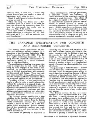 The Canadian Specification for Concrete and Reinforced Concrete