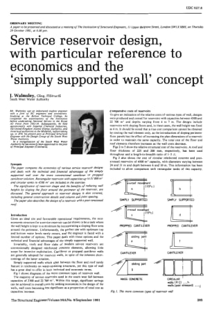 Service Reservoir Design with Paricular Reference to Economics and the 'Simply Supported Wall' Conce
