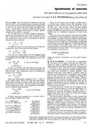 Specification of Concrtete with Special Reference to the Proposed Unified Code. Discussion on the pa