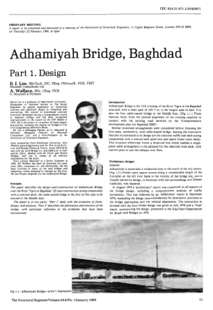 Adhamiyah Bridge, Baghdad Part 1. Design