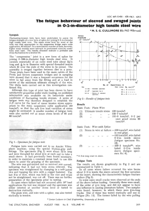 The Fatigue Behaviour of Sleeved and Swaged Joints in 0.2-in-Diameter High Tensile Steel Wire