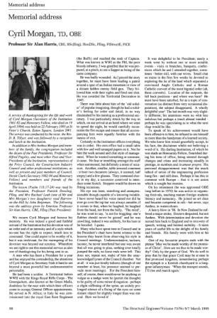 Memorial Address. Cyril Morgan, TD, OBE