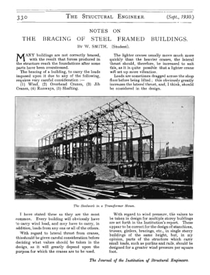 Notes on the Bracing of Steel Framed Buildings