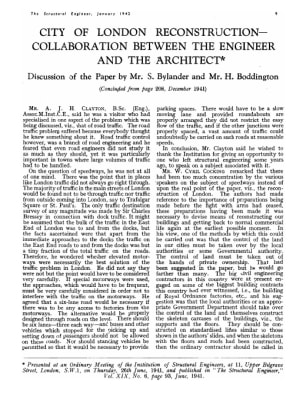 City of London Reconstruction - Collaboration Between the Engineer and the Architect. Discussion of 