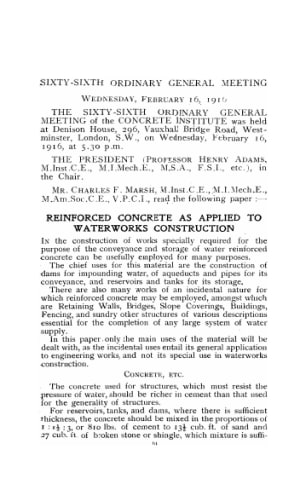 Reinforced concrete as applied to waterworks construction