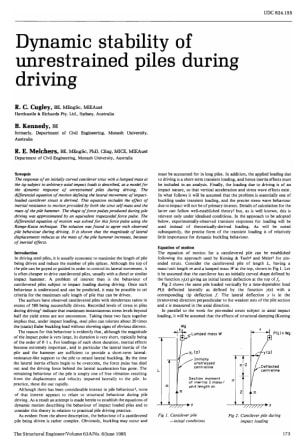 Dynamic Stability of Unrestrained Piles During Driving