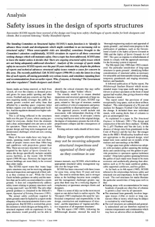 Safety Issues in the Design of Sports Structures