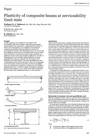 Plasticity of Composite Beams at Serviceability Limit State