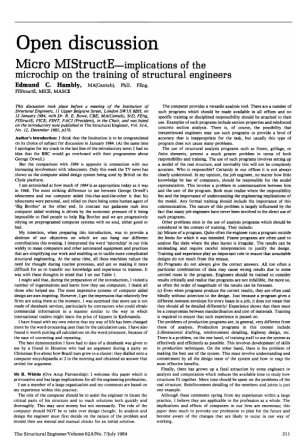 Open Discussion on MicroMIStructE - Implications of the Microchip on the Training of Structural Engi