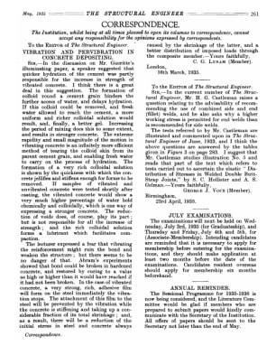 Correspondence. Vibration and Pervibration in Concrete Depositing