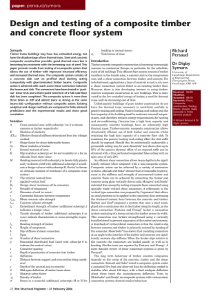 Design and testing of a composite timber and concrete floor system