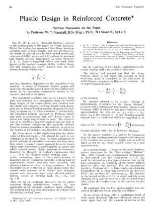 Plastic Design in Reinforced Concrete Written Discussion on the Paper by Professor W. T. Marshall, B