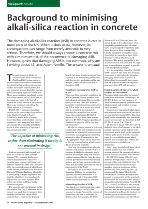 Viewpoint: Background to minimising alkali-silica reaction in concrete