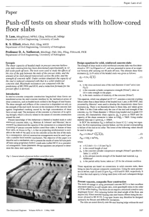 Push-Off Tests on Shear Studs with Hollow-Cored Floor Slabs