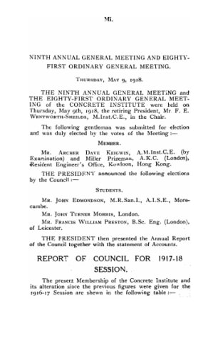 Report of Council for 1917-18 session