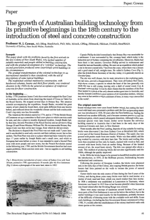 The Growth of Australian Building Technology from its Primitive Beginnings in the 18th Century to th