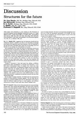 Discussion on Structures for the Future by Sir Alan Harris, Jan Bobrowski, R.G. Taylor, C. Hobbs and