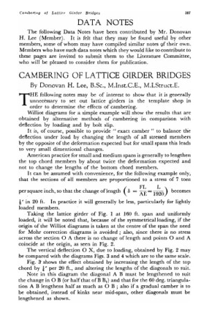 Data Notes. Cambering of Lattice Girder Bridges