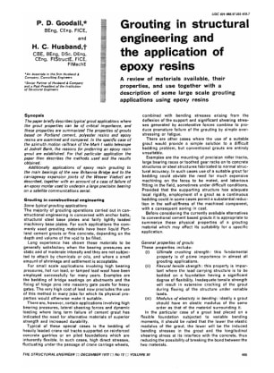 Grouting in Structural Engineering and the Application of Epoxy Resins