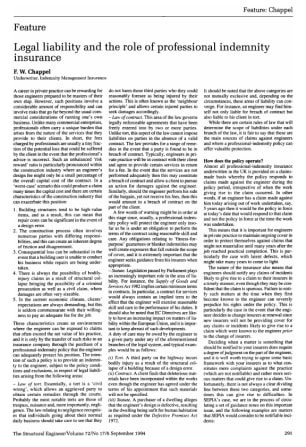 Legal Liability and the Role of Professional Indemnity