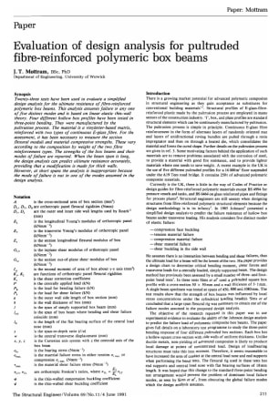 Evaluation of Design Analysis for Pultruded Fibre-Reinforced Polymeric Box Beams