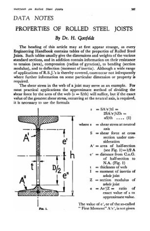 Properties of Rolled Steel Joists
